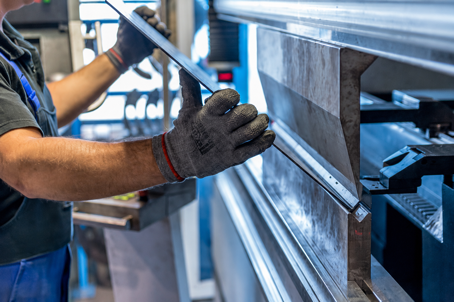 Press brake operator forming sheet metal